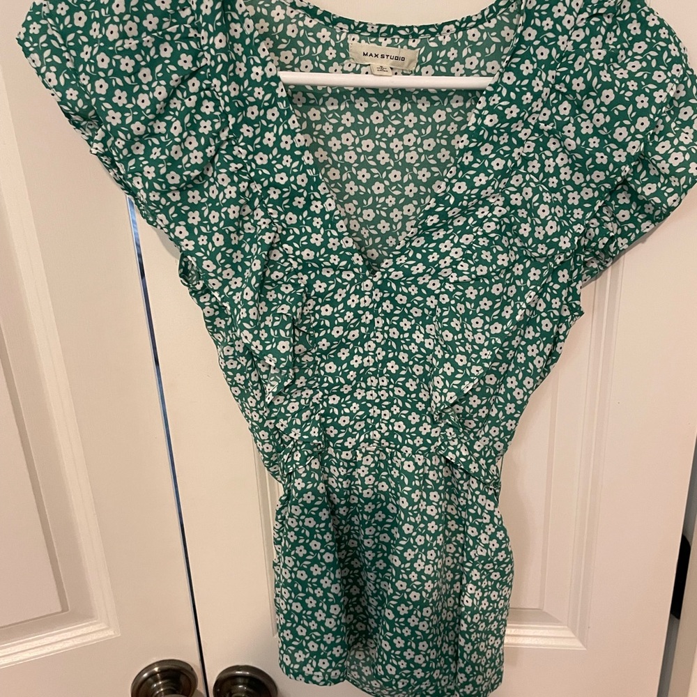 cute green floral blouse